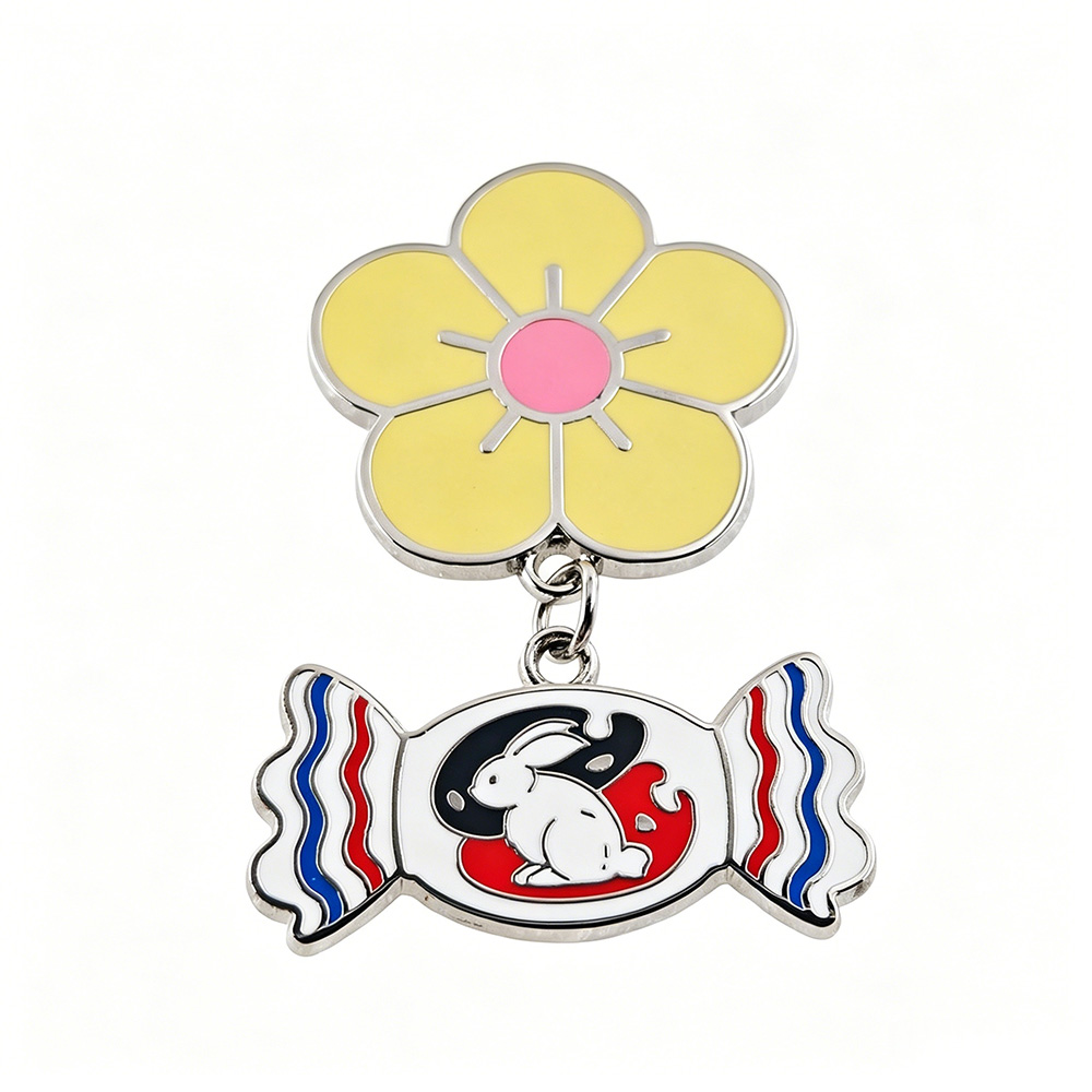 Food Snacks Gifts - Металлический эмалевый значок-брошь с белым кроликом