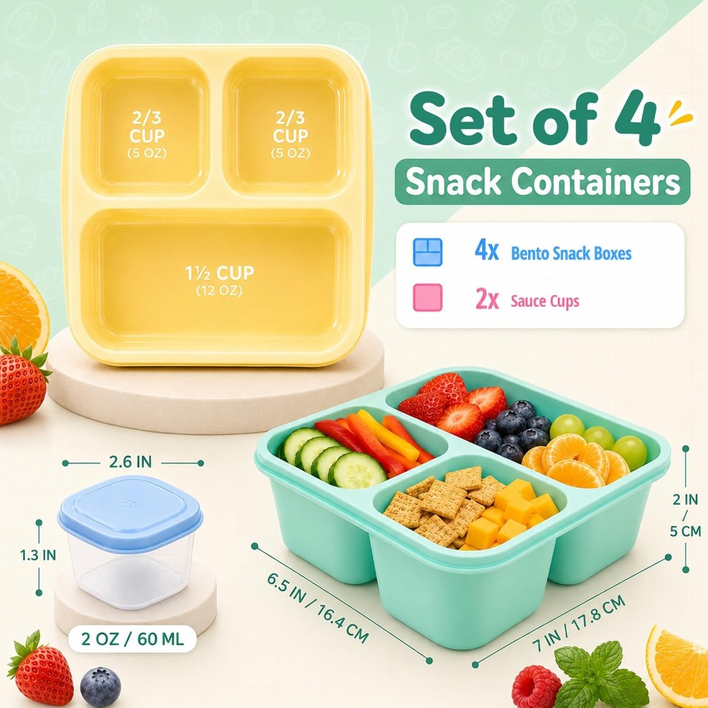 Контейнеры для еды с 3 отделен – обзор и цена Healthy Snacks Food